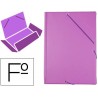 CARPETA LIDERPAPEL GOMAS FOLIO 3 SOLAPAS CARTON FORRADO PVC VIOLETA