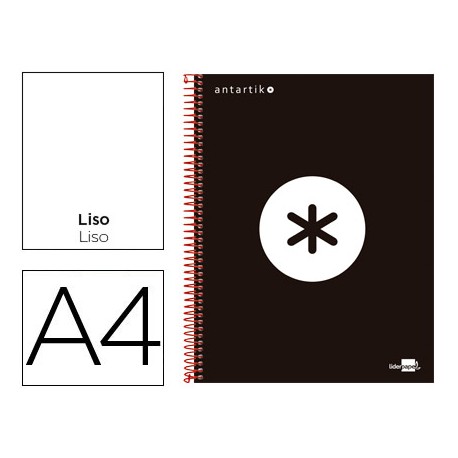 BLOC ESPIRAL LIDERPAPEL A4 MICRO ANTARTIK TAPA FORRADA 120 H 100G LISO CON BANDAS 4 TALADROS COLOR N