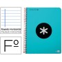BLOC ESPIRAL LIDERPAPEL FOLIO ANTARTIK TAPA EXTRADURA 80H 100G HORIZONTAL CON MARGENCOLOR TURQUESA