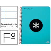 BLOC ESPIRAL LIDERPAPEL FOLIO ANTARTIK TAPA EXTRADURA 80H 100G HORIZONTAL CON MARGENCOLOR TURQUESA