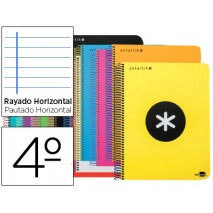 BLOC ESPIRAL LIDERPAPEL CUARTO ANTARTIK TAPA EXTRADURA 80 H 100G HORIZONTALCON MARGEN COLORES SURTID