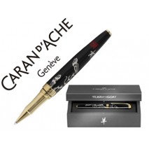 ROLLER CARAN D'ACHE YEAR OF THE GOAT 2015 LACADA NEGRA SOBRE PLATA RODIADA ADORNOS DE ORO. ED. LIMIT