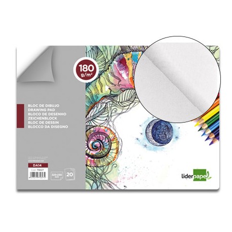 BLOC DIBUJO LIDERPAPEL ARTISTICO ENCOLADO 230X325MM 20 HOJAS 180 G/M2 SIN RECUADRO