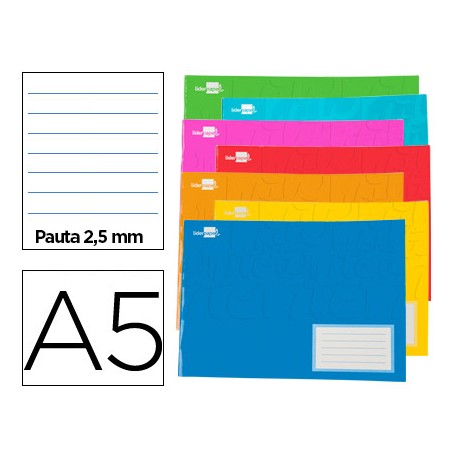LIBRETA ESCOLAR LIDERPAPEL 32H A-5 APAISADA PAUTA 2,5 MM CON MARGEN COLORES SURTIDOS