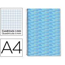 BLOC ESPIRAL LIDERPAPEL A4 MICRO MULTILIDER TAPA FORRADA 140H 80G CUADRO 5 MM 5 BANDAS 4 TALADROS CE