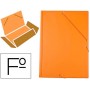CARPETA LIDERPAPEL GOMAS FOLIO 3 SOLAPAS CARTON FORRADO PVC NARANJA