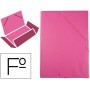 CARPETA LIDERPAPEL GOMAS FOLIO 3 SOLAPAS CARTON FORRADO PVC FUCSIA