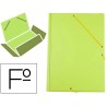 CARPETA LIDERPAPEL GOMAS FOLIO 3 SOLAPAS CARTON FORRADO PVC VERDE