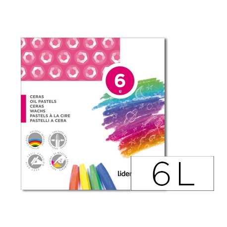 LAPICES CERA BLANDA LIDERPAPEL -CAJA DE 6 COLORES