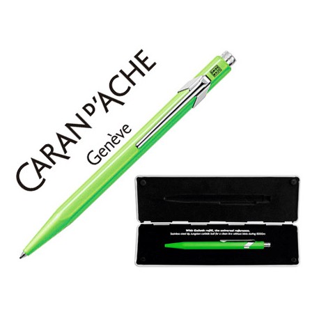 BOLIGRAFO CARAN D'ACHE 849 POP LINE VERDE FLUO CON ESTUCHE PUNTA MEDIA