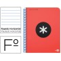 BLOC ESPIRAL LIDERPAPEL FOLIO ANTARTIK TAPA POLIPROPILENO 80 H 100G HORIZONTAL CON MARGEN COLOR ROJO
