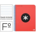 BLOC ESPIRAL LIDERPAPEL FOLIO ANTARTIK TAPA POLIPROPILENO 80 H 100G HORIZONTAL CON MARGEN COLOR ROJO