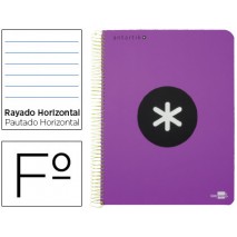 BLOC ESPIRAL LIDERPAPEL FOLIO ANTARTIK TAPA POLIPROPILENO 80 H 100G HORIZONTAL CON MARGEN COLOR VIOL