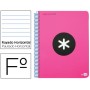 BLOC ESPIRAL LIDERPAPEL FOLIO ANTARTIK TAPA POLIPROPILENO 80 H 100G HORIZONTAL CON MARGEN COLOR ROSA