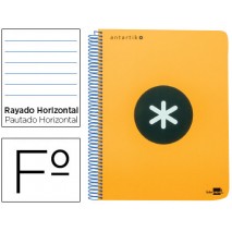BLOC ESPIRAL LIDERPAPEL FOLIO ANTARTIK TAPA POLIPROPILENO 80H 100G HORIZONTAL CON MARGENCOLOR NARANJ
