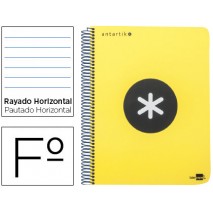 BLOC ESPIRAL LIDERPAPEL FOLIO ANTARTIK TAPA POLIPROPILENO 80H 100G HORIZONTAL CON MARGENCOLOR AMARIL