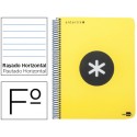 BLOC ESPIRAL LIDERPAPEL FOLIO ANTARTIK TAPA POLIPROPILENO 80H 100G HORIZONTAL CON MARGENCOLOR AMARIL
