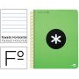 BLOC ESPIRAL LIDERPAPEL FOLIO ANTARTIK TAPA POLIPROPILENO 80H 100G HORIZONTAL CON MARGENCOLOR VERDE