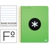 BLOC ESPIRAL LIDERPAPEL FOLIO ANTARTIK TAPA POLIPROPILENO 80H 100G HORIZONTAL CON MARGENCOLOR VERDE