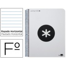 BLOC ESPIRAL LIDERPAPEL FOLIO ANTARTIK TAPA POLIPROPILENO 80 H 100G HORIZONTAL CON MARGEN COLOR BLAN