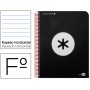 BLOC ESPIRAL LIDERPAPEL FOLIO ANTARTIK TAPA POLIPROPILENO 80 H 100G HORIZONTAL CON MARGEN COLOR NEGR