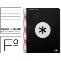 BLOC ESPIRAL LIDERPAPEL FOLIO ANTARTIK TAPA POLIPROPILENO 80 H 100G HORIZONTAL CON MARGEN COLOR NEGR