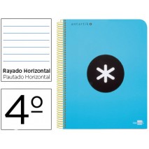 BLOC ESPIRAL LIDERPAPEL CUARTO ANTARTIK TAPA POLIPROPILENO 80 H 100G HORIZONTAL CON MARGEN AZUL