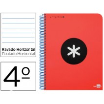 BLOC ESPIRAL LIDERPAPEL CUARTO ANTARTIK TAPA POLIPROPILENO 80 H 100G HORIZONTAL CON MARGEN ROJO