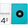 BLOC ESPIRAL LIDERPAPEL CUARTO ANTARTIK TAPA POLIPROPILENO 80 H 100G HORIZONTAL CON MARGEN TURQUESA