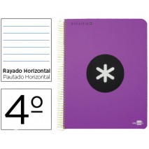 BLOC ESPIRAL LIDERPAPEL CUARTO ANTARTIK TAPA POLIPROPILENO 80 H 100G HORIZONTAL CON MARGEN VIOLETA