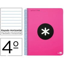 BLOC ESPIRAL LIDERPAPEL CUARTO ANTARTIK TAPA POLIPROPILENO 80 H 100G HORIZONTAL CON MARGEN ROSA