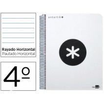 BLOC ESPIRAL LIDERPAPEL CUARTO ANTARTIK TAPA POLIPROPILENO 80 H 100G HORIZONTAL CON MARGEN BLANCO