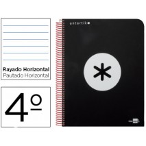 BLOC ESPIRAL LIDERPAPEL CUARTO ANTARTIK TAPA POLIPROPILENO 80 H 100G HORIZONTAL CON MARGEN NEGRO