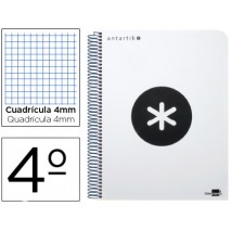 BLOC ESPIRAL LIDERPAPEL CUARTO ANTARTIK TAPA POLIPROPILENO 80 H 100G CUADRO 4MM CON MARGEN BLANCO