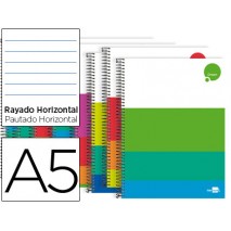 BLOC ESPIRAL LIDERPAPEL A5 MICRO DREAM TAPA EXTRADURA 140H 80G HORIZONTAL 5 BANDAS 6 TALADROS COLORE