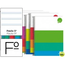 BLOC ESPIRAL LIDERPAPEL FOLIO DREAM TAPA EXTRADURA 80 H 80G PAUTA 2,5MM CON MARGEN COLORES SURTIDOS