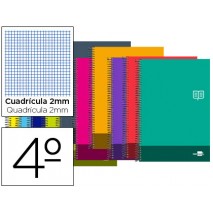 BLOC ESPIRAL LIDERPAPEL CUARTO DISCOVER TAPA CARTONCILLO 80 H 80G RAYADO MILIMETRADO COLORES SURTIDO
