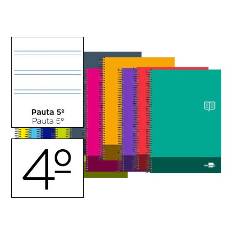 BLOC ESPIRAL LIDERPAPEL CUARTO DISCOVER TAPA CARTONCILLO 80 H 80G PAUTA ESTRECHA 2,5MM CON MARGEN