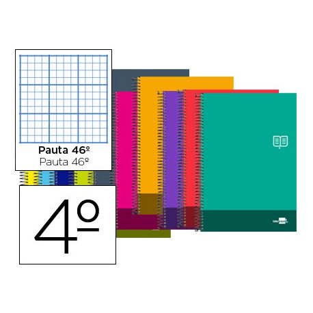 BLOC ESPIRAL LIDERPAPEL CUARTO DISCOVER TAPA CARTONCILLO 80 H 80G RAYADO N„ 46 COLORES SURTIDOS