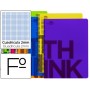 BLOC ESPIRAL LIDERPAPEL FOLIO THINK TAPA POLIPROPILENO 80 H 80G MILIMETRADO 6 COLORES SURTIDOS