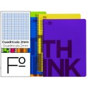 BLOC ESPIRAL LIDERPAPEL FOLIO THINK TAPA POLIPROPILENO 80 H 80G MILIMETRADO 6 COLORES SURTIDOS