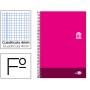 BLOC ESPIRAL LIDERPAPEL FOLIO DISCOVER TAPA CARTONCILLO 80 H 80G CUADRO 4 MM CON MARGEN COLOR ROSA