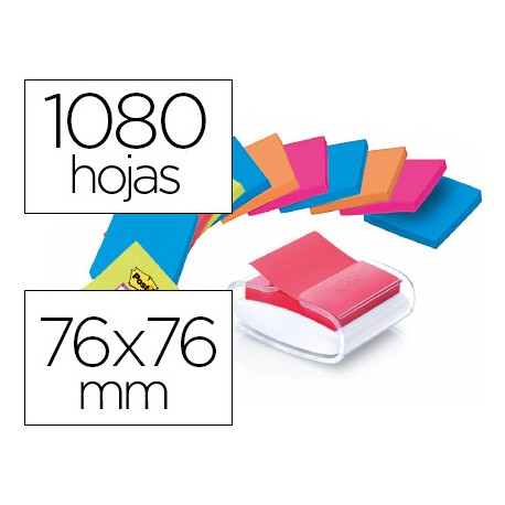 SOPORTE BLOC DE NOTAS ADHESIVAS QUITA Y PON POST-IT SUPER STICKY Z NOTES COLOR BLANCO CON 12 BLOC 76