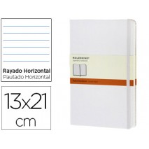 LIBRETA MOLESKINE TAPA DURA RAYADO HORIZONTAL 240 HOJAS COLOR BLANCO CIERRE CON GOMA 130X210 MM