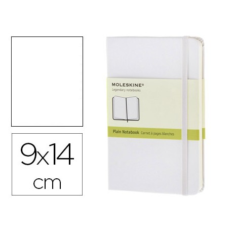 LIBRETA MOLESKINE TAPA DURA LISO 192 HOJAS COLOR BLANCO CIERRE CON GOMA 90X140 MM