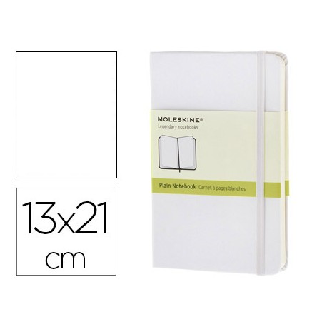 LIBRETA MOLESKINE TAPA DURA LISO 240 HOJAS COLOR BLANCO CIERRE CON GOMA 130X210 MM