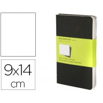 LIBRETA MOLESKINE TAPA DURA LISO 64 HOJAS CON 16 HOJAS DESMONTABLES COLOR NEGRO PACK DE 3 UNIDADES 9