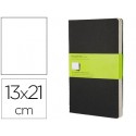 LIBRETA MOLESKINE TAPA DURA LISO 80 HOJAS CON 16 HOJAS DESMONTABLES COLOR NEGRO PACK DE 3 UNIDADES 1