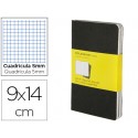 LIBRETA MOLESKINE TAPA DURA CUADRO 5 MM 64 HOJAS CON 16 HOJAS DESMONTABLES COLOR NEGROPACK DE 3 UNID