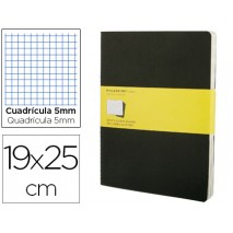 LIBRETA MOLESKINE TAPA DURA CUADRO 5 MM 120 HOJAS CON 16 HOJAS DESMONTABLES COLOR NEGROPACK DE 3 UNI